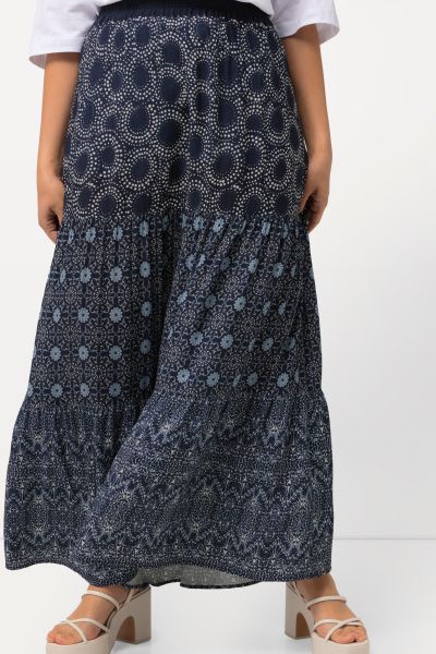 Tiered Mixed Pattern Skirt
