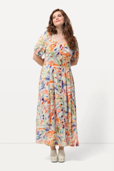 Watercolor Floral Button Front Dress