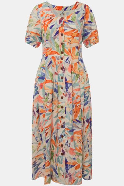 Watercolor Floral Button Front Dress