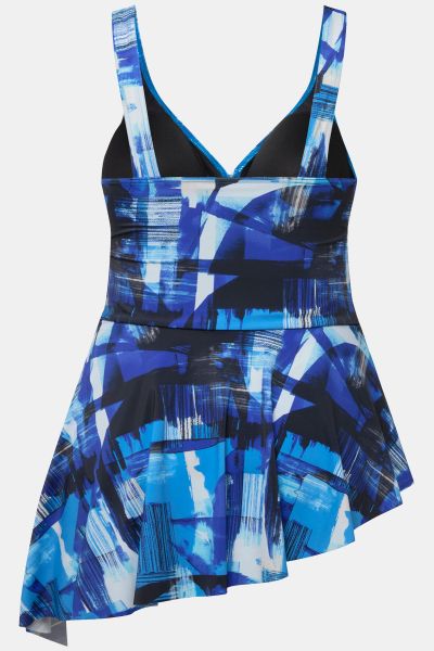 Geometric Pointed Hem Swim Dress
