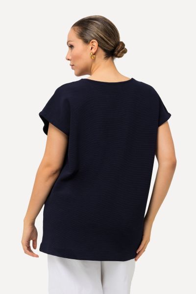 Short Sleeve Split Neck Sweatshirt