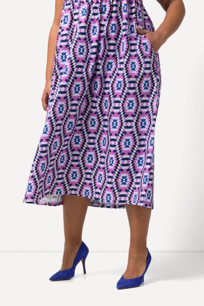 Ikat Print Tank Empire A-line Pocket Knit Dress