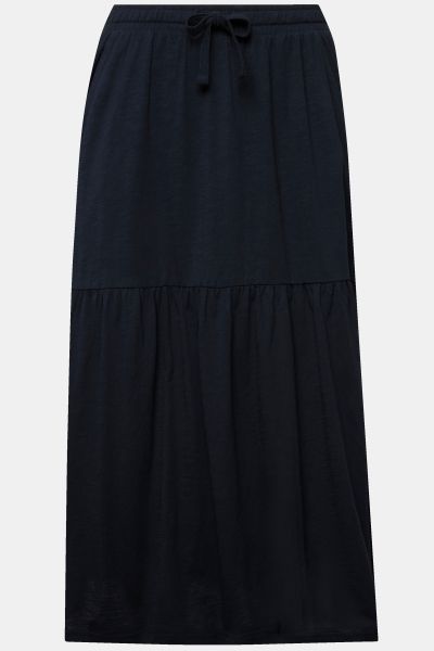 Elastic Waist Flounce Panel Jersey Skirt