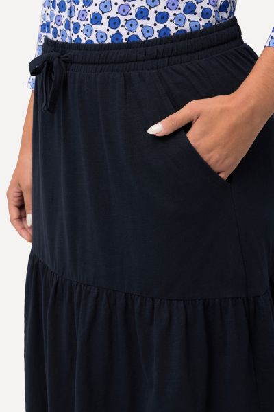 Elastic Waist Flounce Panel Jersey Skirt