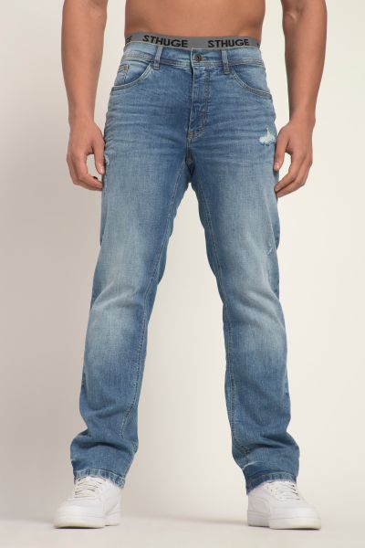 STHUGE jeans FLEXLASTIC®, denim, 5-pocket, destroyed, straight fit, up to size 70/35