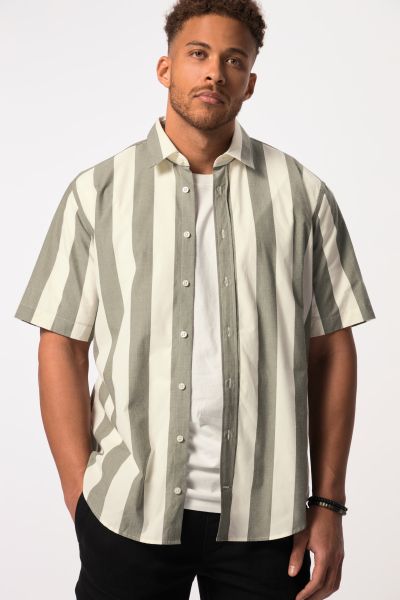 STHUGE striped shirt, half sleeve, modern fit, Kent collar, up to 8 XL