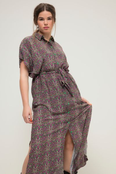 Paisley Print Short Sleeve Maxi Dress