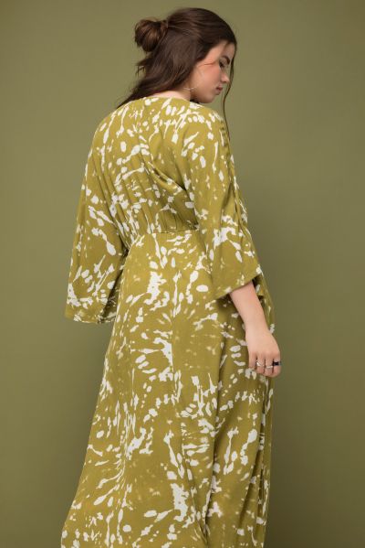 Splatter Paint 3/4 Sleeve Maxi Dress