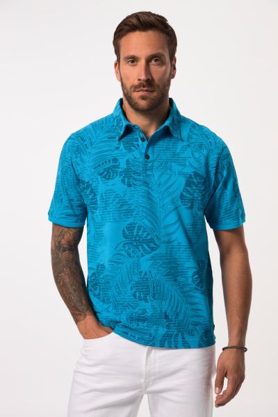 Polo shirt, short sleeve, piqué, floral print, up to 8 XL