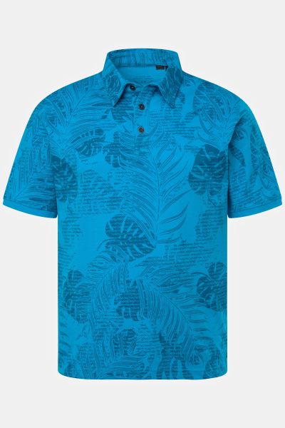 Polo shirt, short sleeve, piqué, floral print, up to 8 XL