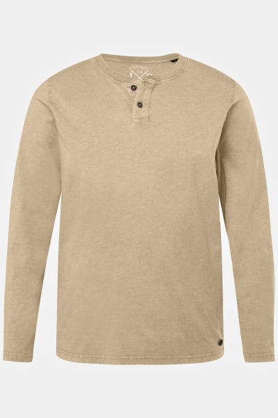 JP 1880 long-sleeved Henley, round neck with button band, up to 8 XL