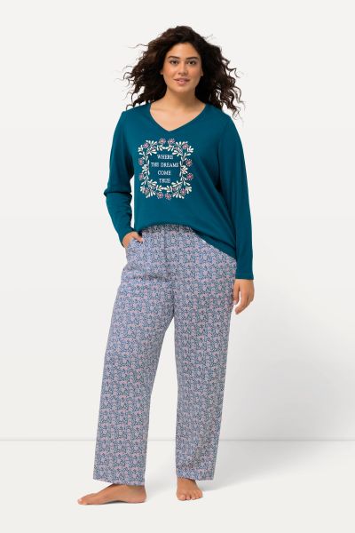 Embroidered Long Sleeve Pajama Set