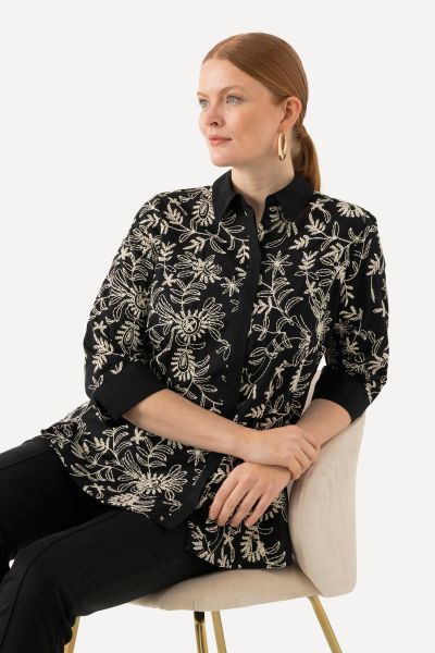 Блуза с флорална бродерия