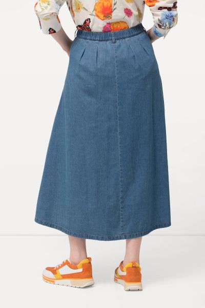 Button Front Denim Skirt