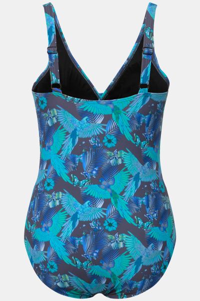 Parrot Print Cutout Swimsuit
