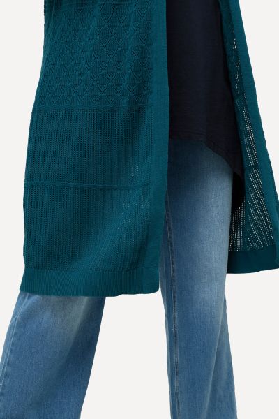 Eco Cotton Long Knit Open Shape Cardigan