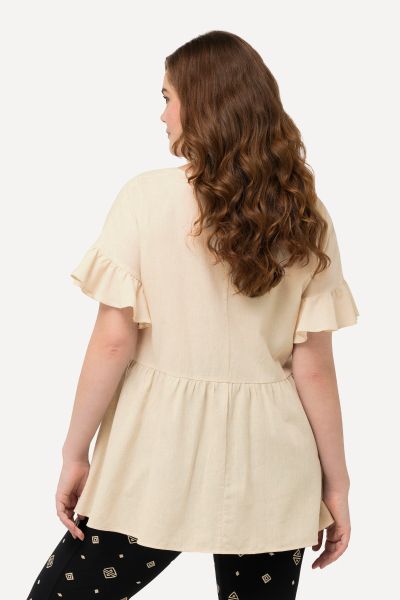 Eco Cotton Linen Blend Short Sleeve Peplum Jacket