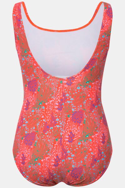 Coral Print One Piece Cupless Swimsuit