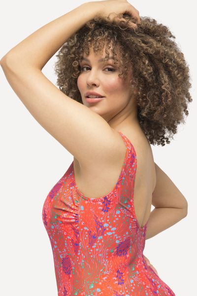 Coral Print One Piece Cupless Swimsuit
