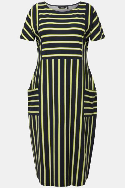 Striped Short Sleeve Midi Dress