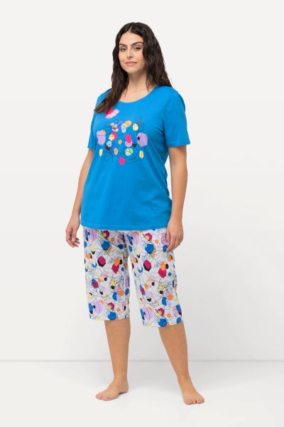 Abstract Polka Dot Cropped Length Pajama Set