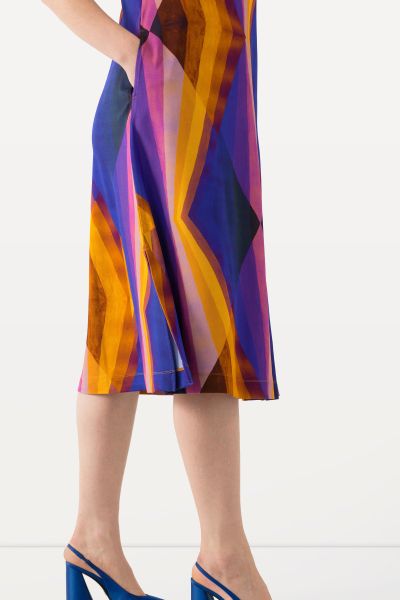 Geometric Print Sleeveless A-Line Dress