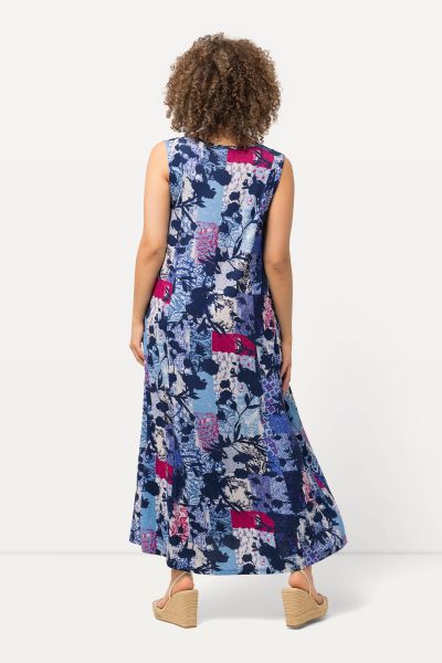 Patch Print Sleeveless Maxi Dress
