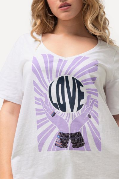 LOVE Sequined Short Sleeve Graphic Tee