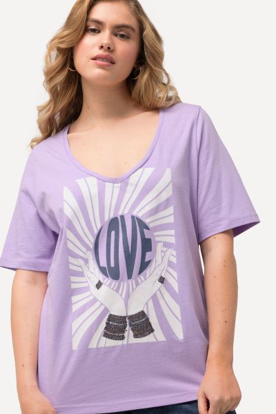 LOVE Sequined Short Sleeve Graphic Tee