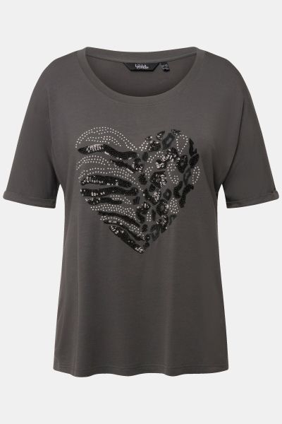 Тениска със сърце с камъчета