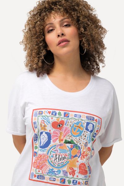 Colorful Graphic Short Sleeve Scoop Neck Tee