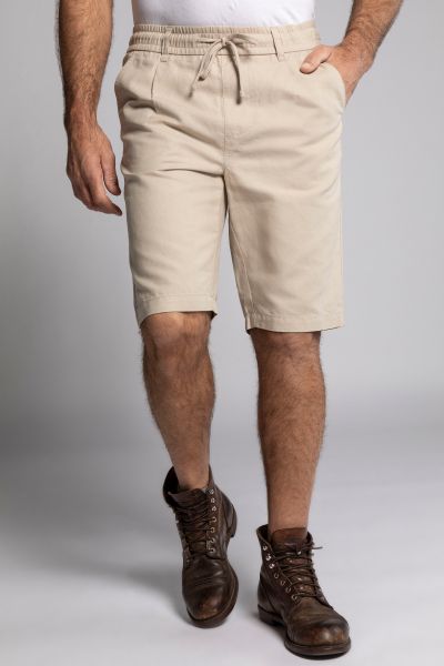 Shorts, linen blend, elastic waistband, basic fit