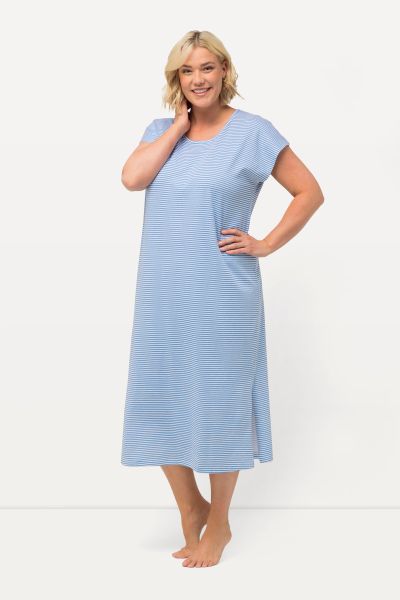 Striped Short Sleeve Cotton Nightgown