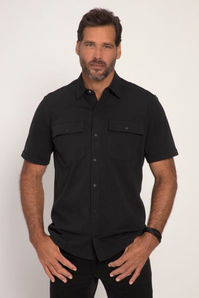 Jersey shirt, short sleeve, Kent collar, modern fit