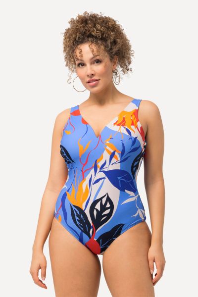 Colorful Leaf Print One Piece Swimsuit