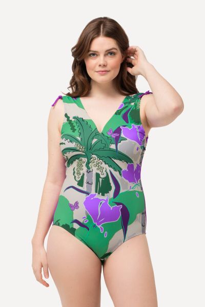 Palm Tree Print One Piece Swimsuit