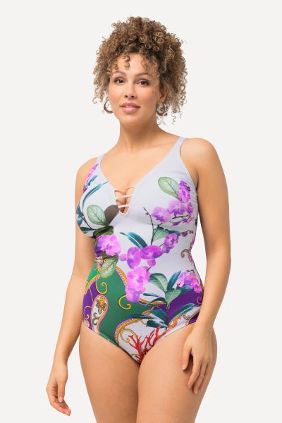 Orchid Print One Piece Swimsuit