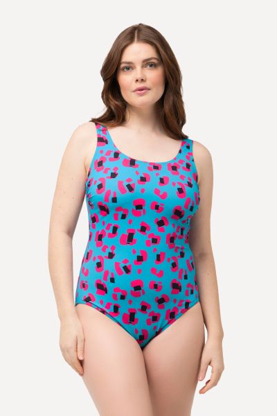 Geometric Leopard Print One Piece Cupless Swimsuit