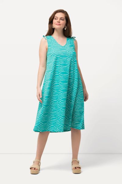 Eco Cotton Sleeveless Wave Print Dress