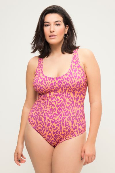 Two Tone Leopard Print One Piece Swimsuit