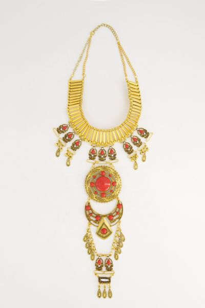 Statement necklace, gemstones, large pendants
