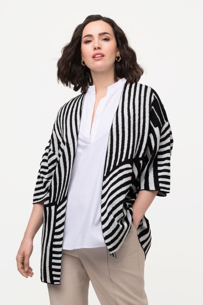 Short Sleeve Open Form Textured Knit Cardigan