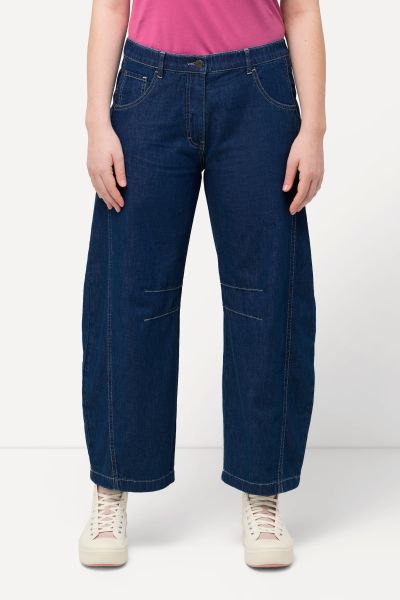 Eco Cotton Barrel Leg Elastic Waist Jeans