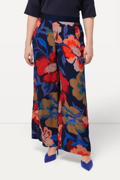 Wide Leg Elastic Waist Floral Pants