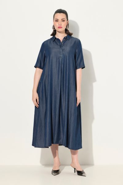 Lyocell Denim Look Flared Dress