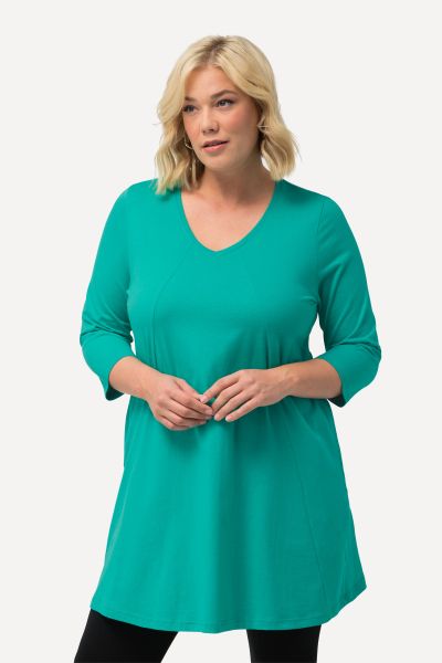 V-Neck Seam Knit  A-line Swing Tunic