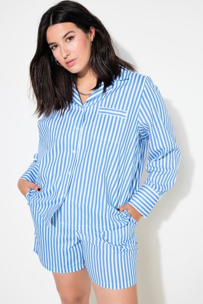 Striped Two-Piece Lapel Collar Pajama Set