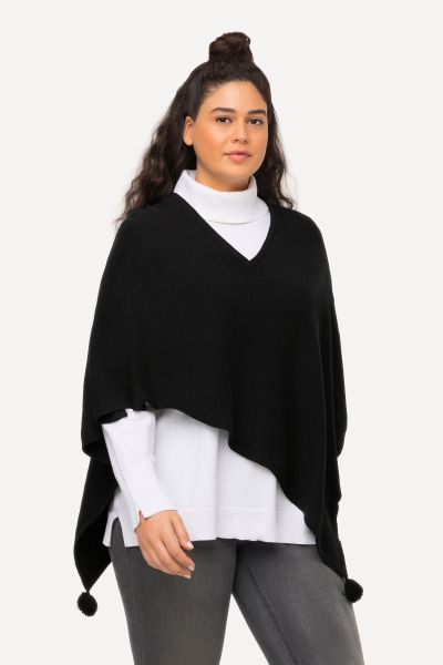 Knit Pointed Hem Poncho