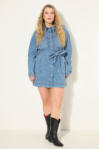 Denim Tie Belt Shirt Dress