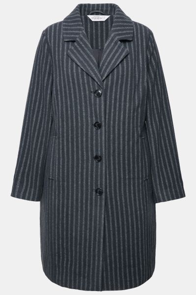 Striped Lapel Collar Coat